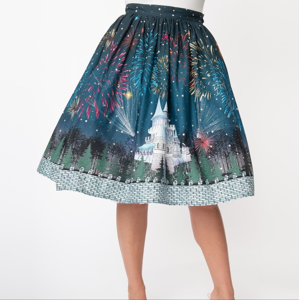 RARE Pre Loved UV 1950s Magic Fireworks Show High Waist Swing Skirt
